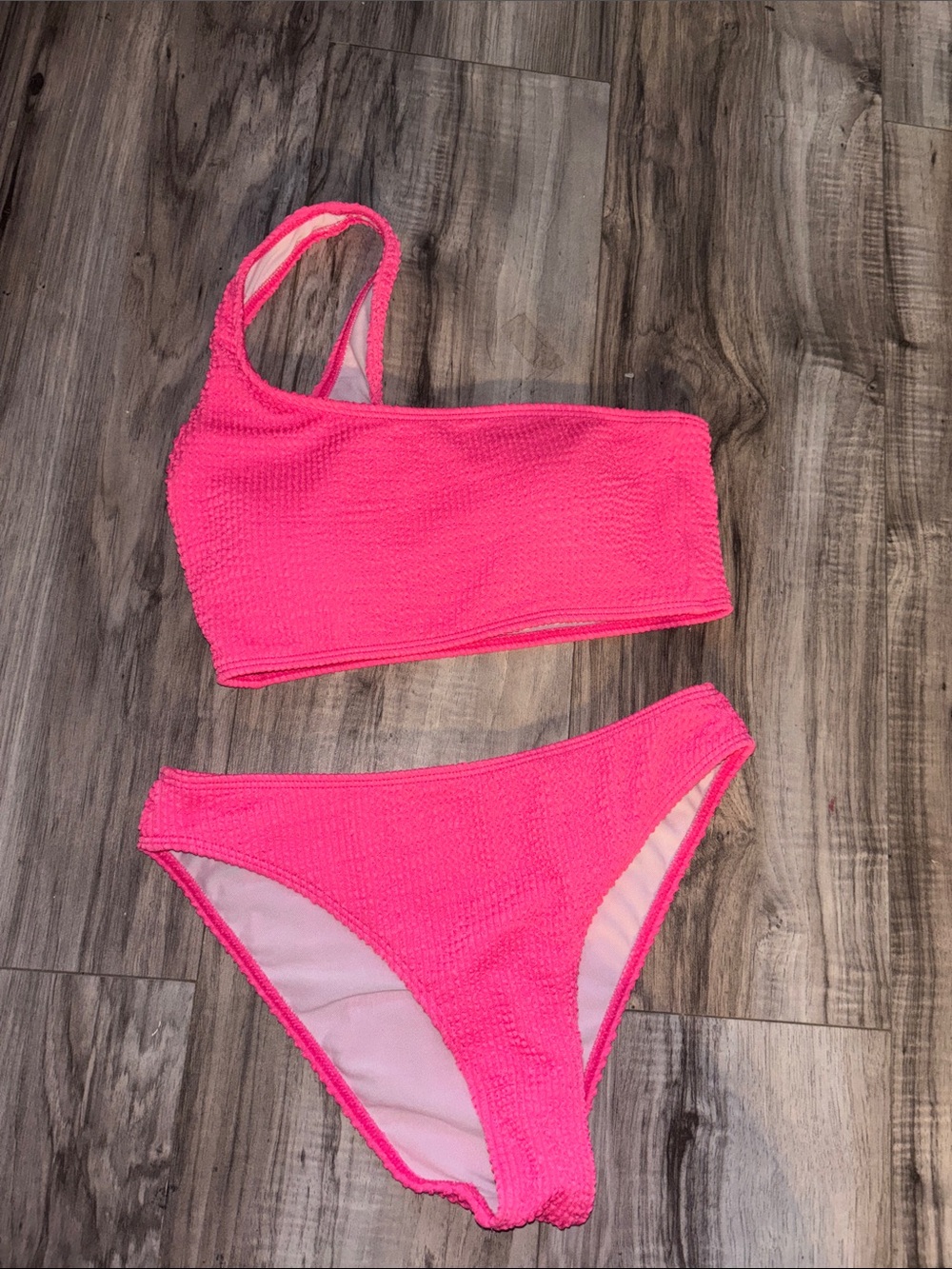Asymmetrical Neon Pink Women’s Bikini Set